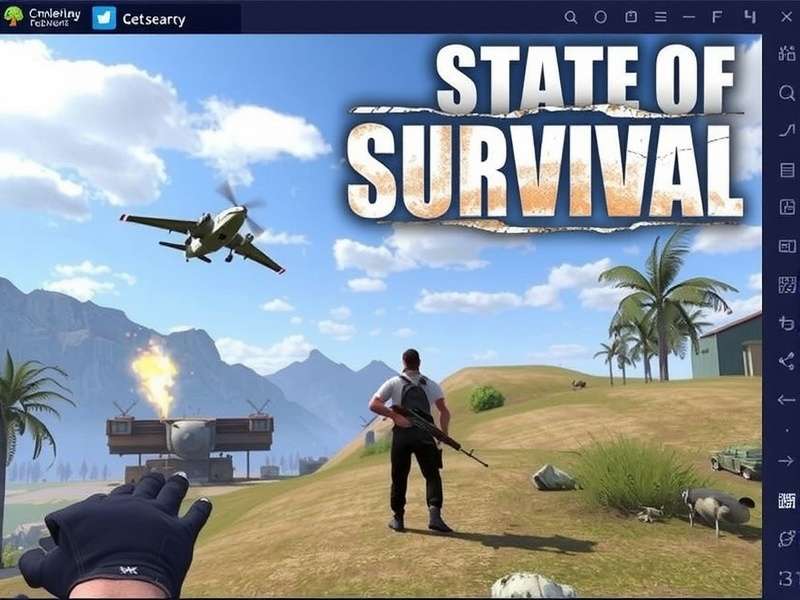 State Of Survival PC Version gameplay screenshot showing base building and zombie combat